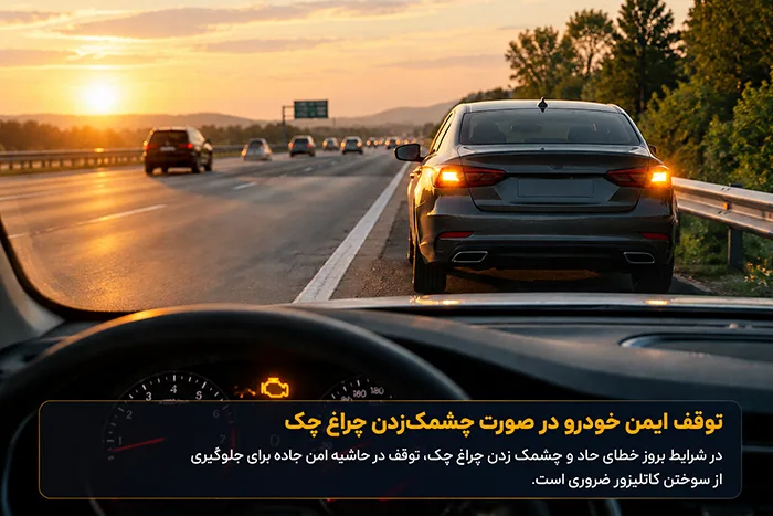 اقدامات ضروری راننده هنگام روشن شدن چراغ چک