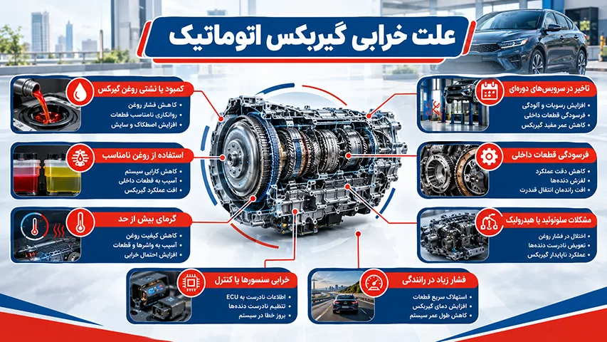 علت خرابی گیربکس اتوماتیک